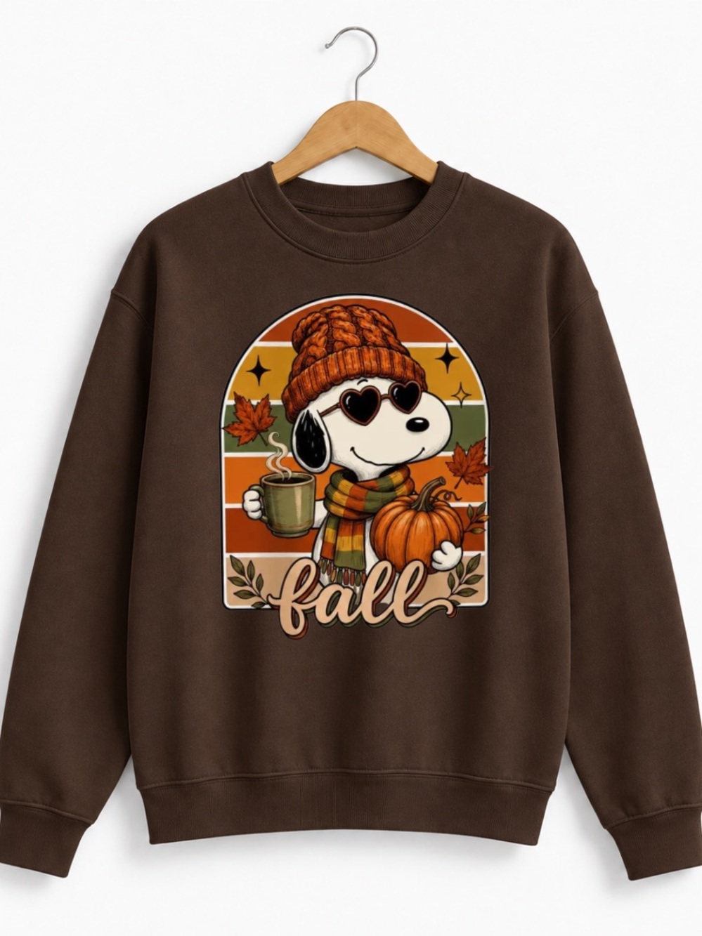Dark Chocolate Fall Graphic Tee with Snoopy Pumpkin Design